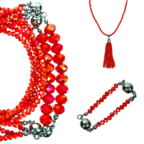 10 Way BUNDLE  - TANGERINE Crystal (10 Way Necklace + Tassel + Mini Connectors)