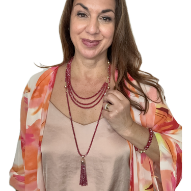 10 Way Bundle  - Raspberry Crystal (Includes 10 Way Necklace, Tassel & Mini Connectors) Seriously Romantic
