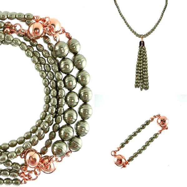 10 Way BUNDLE  - Shell Pearl - OLIVE (Includes 10 Way Necklace, Tassel & Mini Connectors) Maria Nicola