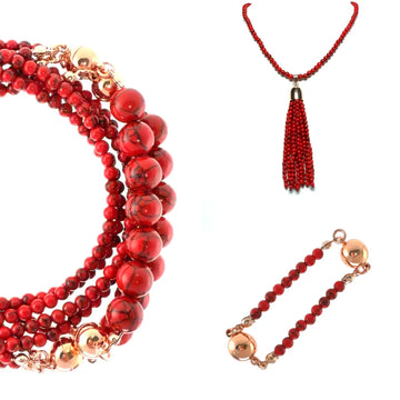 10 Way BUNDLE  - RED HOWLITE (Includes 10 Way Necklace, Tassel & Mini Connectors) Maria Nicola