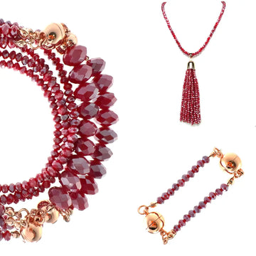 10 Way BUNDLE  - Raspberry Crystal (Includes 10 Way Necklace, Tassel & Mini Connectors) Seriously Romantic