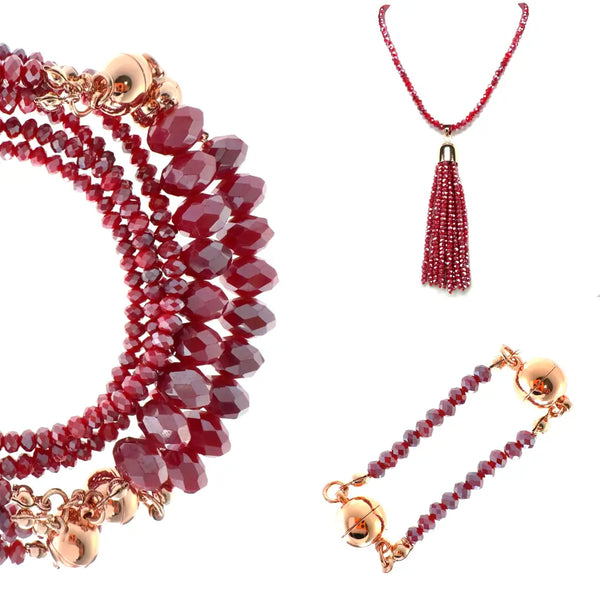10 Way BUNDLE  - Raspberry Crystal (Includes 10 Way Necklace, Tassel & Mini Connectors) Seriously Romantic