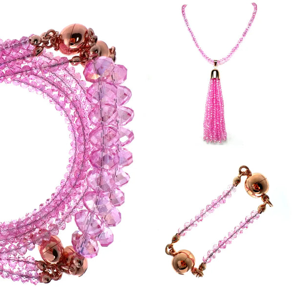 10 Way BUNDLE  - Candy Pink Crystal (Includes 10 Way Necklace, Tassel & Mini Connectors) Seriously Romantic