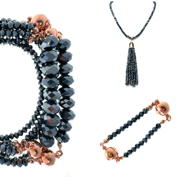 10 Way BUNDLE - Midnight Crystal (Includes 10 Way Necklace, Tassel & Mini Connectors) Seriously Romantic