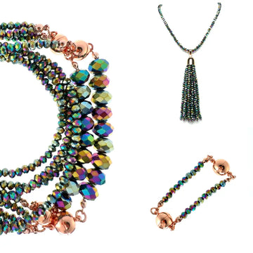 10 Way BUNDLE  - HARLEQUIN Crystal (Includes 10 Way Necklace, Tassel & Mini Connectors) Maria Nicola