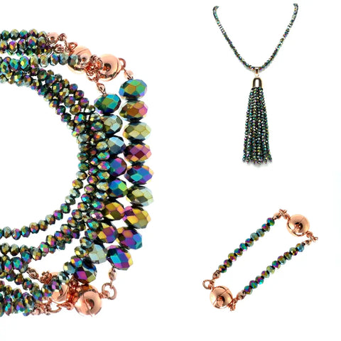 10 Way BUNDLE  - HARLEQUIN Crystal (Includes 10 Way Necklace, Tassel & Mini Connectors)