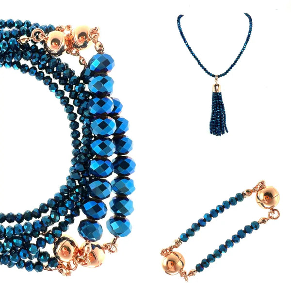 10 Way BUNDLE  - Sapphire Crystal (Includes 10 Way Necklace, Tassel & Mini Connectors) Seriously Romantic