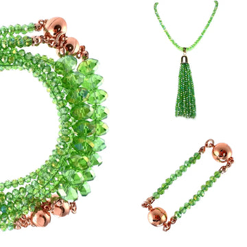10 Way BUNDLE  - Green AB Crystal (Includes 10 Way Necklace, Tassel & Mini Connectors) Seriously Romantic