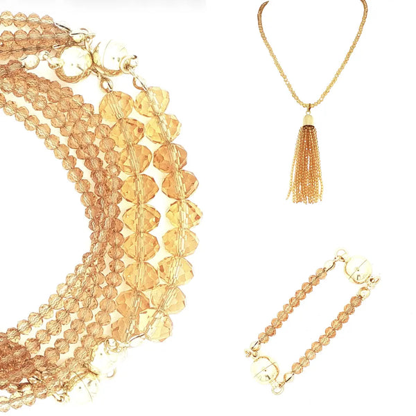 10 Way BUNDLE  - Golden Crystal (Includes 10 Way Necklace, Tassel & Mini Connectors) Seriously Romantic