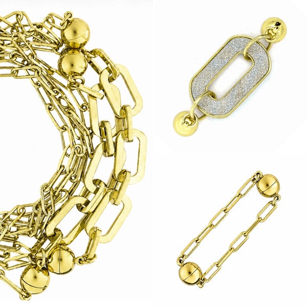 10 Way BUNDLE  - Paperclip - Yellow Gold (Includes 10 Way Necklace, Mini Connectors & Shimmer Paperclip Pendant) Seriously Romantic