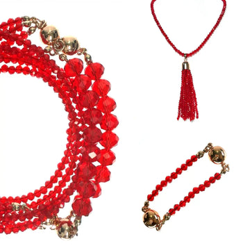 10 Way BUNDLE  - Red Translucent Crystal (Includes 10 WAY NECKLACE™, Tassel & Mini Connectors) Seriously Romantic