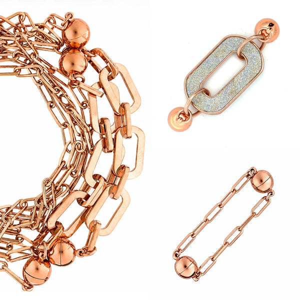 10 Way BUNDLE  - Paperclip - Rose Gold (Includes 10 Way Necklace, Mini Connectors & Shimmer Paperclip Pendant) Seriously Romantic