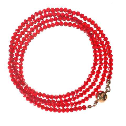 Long Strand Necklace - Translucent Red Crystal