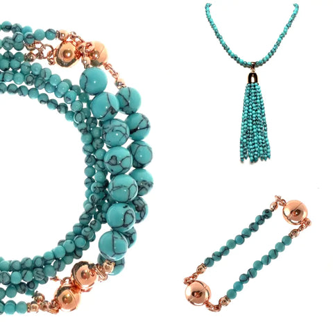 10 Way BUNDLE  - TURQUOISE HOWLITE (Includes 10 Way Necklace, Tassel & Mini Connectors)