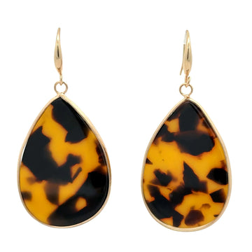 Earrings - Tortoise Shell Resin Teardrop Maria Nicola