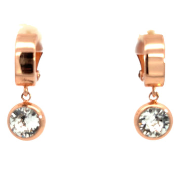 CLIP ON Earrings - Smooth Metal with Classic Crystal Drop Maria Nicola