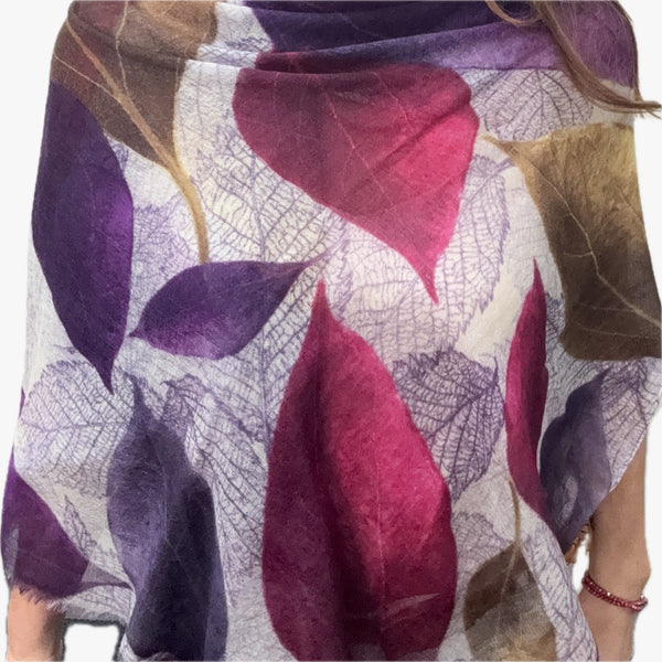 Scarf - Fine Wool - Purple Autumn Leaves Namaskar