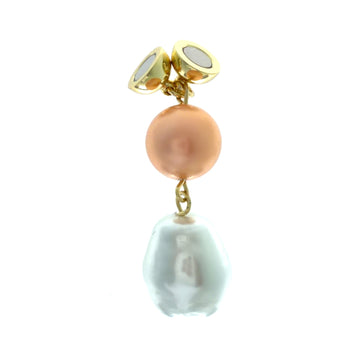 SET 8- 30%OFF! PEACH METALLIC REVERSIBLE SQUARE KIMONO+ ORANGE AGATE MEDIUM STRAND+ BESPOKE APRICOT AND BAROQUE SHELL PEARL HANGING PENDANT FLASH SALE