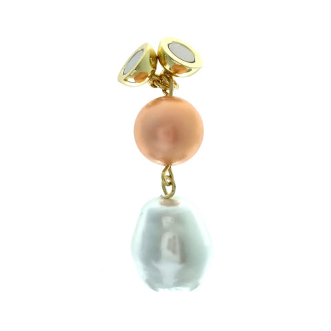 Pendant - Round Apricot + Cream Baroque Shell Pearl - SALE 20% OFF - LAST CHANCE!