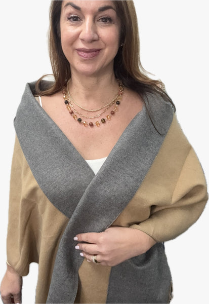 Winter Scarf - CAMEL with GREY Namaskar