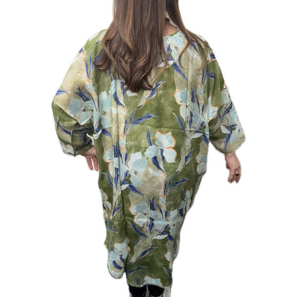Kimono - IRIS ON GREEN - MODAL - 20% OFF! Namaskar