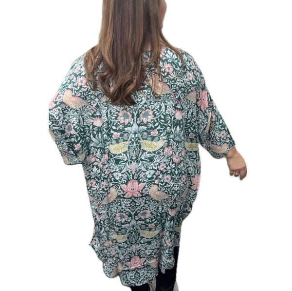 Kimono - BIRDS on EMERALD - MODAL - 20% OFF! Namaskar