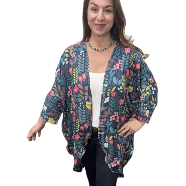 Kimono - JASMINE on NAVY - MODAL - 20% OFF! Namaskar