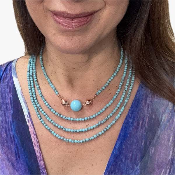 Pendant - 16mm Round Shell Pearl - Turquoise Pendant