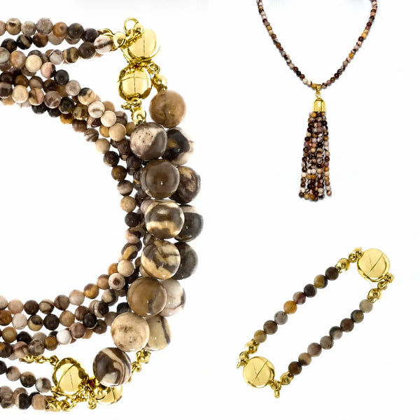 10 Way BUNDLE  - Zebra Stone  (Includes 10 Way Necklace, Tassel & Mini Connectors) RYAN