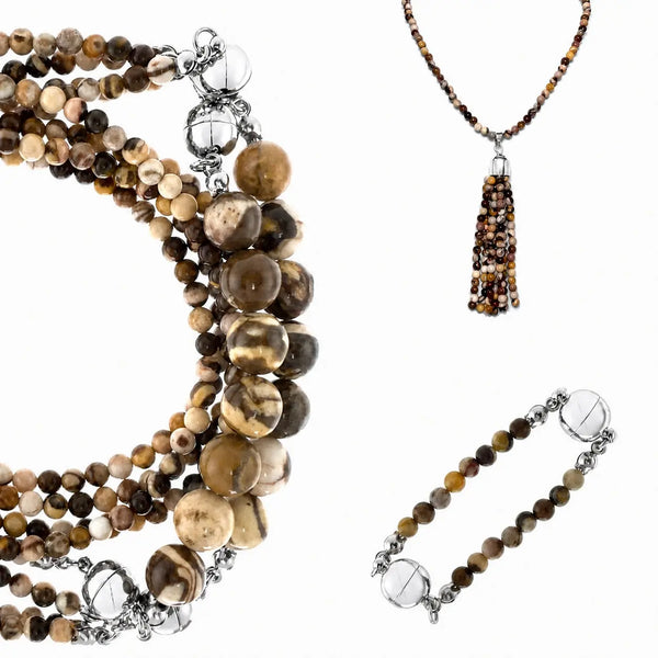 10 Way BUNDLE  - Zebra Stone  (Includes 10 Way Necklace, Tassel & Mini Connectors) RYAN
