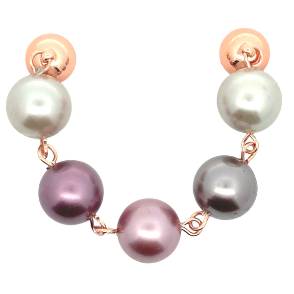 SET 7- 20% OFF!! SILVER METALLIC REVERSIBLE SQUARE KIMONO + PINK SHELL PEARL MEDIUM STRAND NECKLACE + BESPOKE FEATURE LINK CONNECTOR