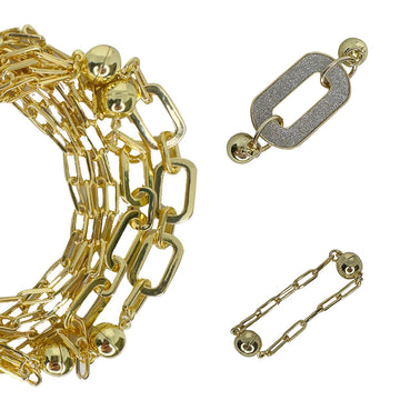 10 Way BUNDLE  - Paperclip - Yellow Gold (Includes 10 Way Necklace, Mini Connectors & Shimmer Paperclip Pendant)
