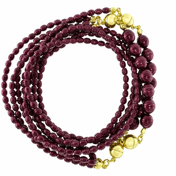 10 Way Necklace - Shell Pearl - BURGUNDY Seriously Romantic