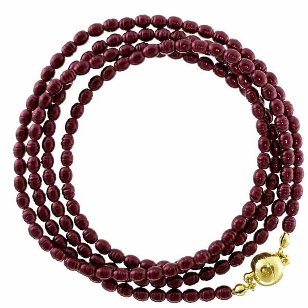Long Strand Necklace - Shell Pearl -  Burgundy Maria Nicola