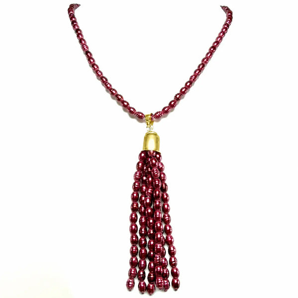 Tassel -  Shell Pearl - BURGUNDY Maria Nicola
