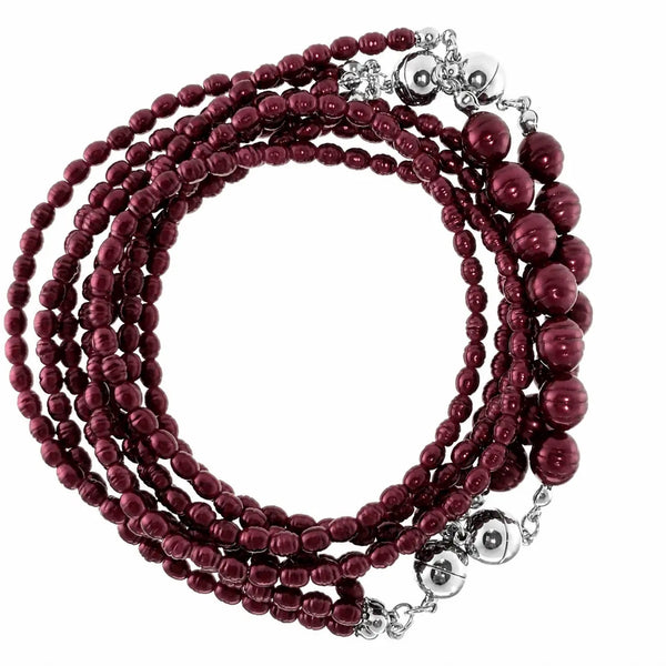 10 Way Necklace - Shell Pearl - BURGUNDY Seriously Romantic