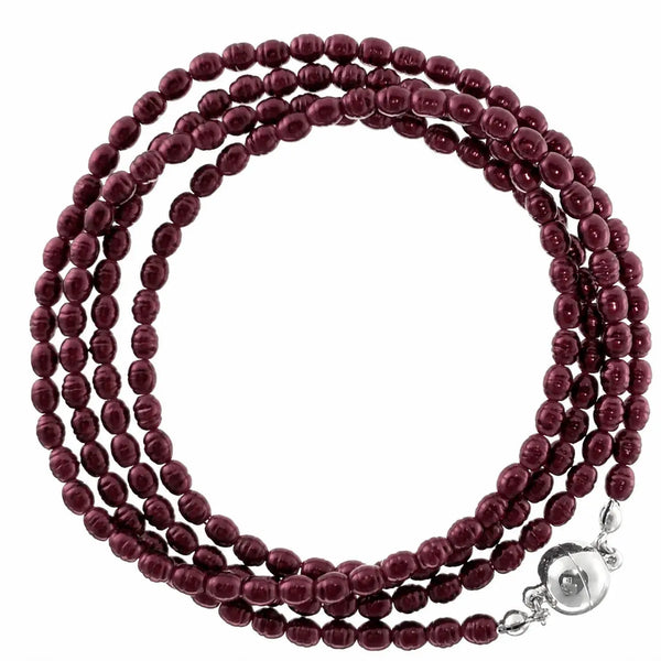 Long Strand Necklace - Shell Pearl -  Burgundy Maria Nicola