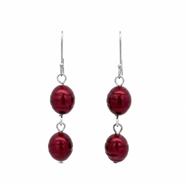 Earrings - Shell Pearl -  Burgundy Maria Nicola