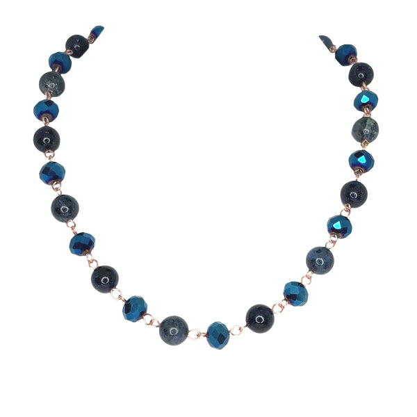 Link Necklace - NEW Sapphire (with blue goldstone and Sodalite)