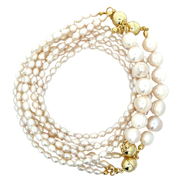 10 Way Necklace Cream Pearl + FREE Matching Baroque Shell Pearl Pendant + FREE Cream Pearl Short Earrings