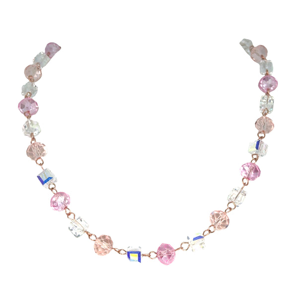 SET 7- 20% OFF! SOFT PINK BAMBOO SCARF+ CANDY PINK/AB/SOFT PINK CRYSTAL LINK NECKLACE & MATCHING BRACELET