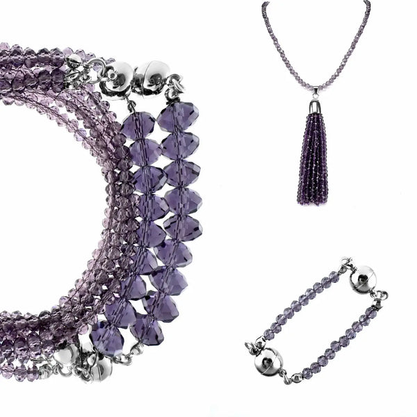 10 Way BUNDLE  - GRAPE Crystal (Includes 10 Way Necklace, Tassel & Mini Connectors) Maria Nicola