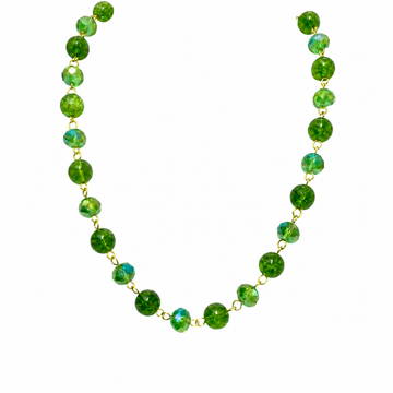 Link Necklace - Cracked Peridot and Green AB