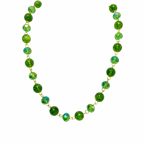 Link Necklace - Cracked Peridot and Green AB
