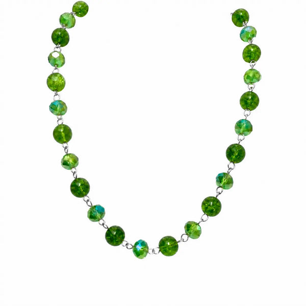 Link Necklace - Cracked Peridot and Green AB Seriously Romantic
