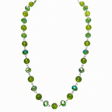 Link Necklace - Cracked Peridot and Green AB