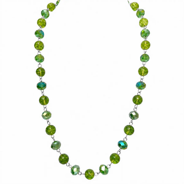 Link Necklace - Cracked Peridot and Green AB Seriously Romantic