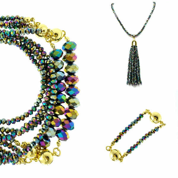 10 Way BUNDLE  - HARLEQUIN Crystal (Includes 10 Way Necklace, Tassel & Mini Connectors) Maria Nicola