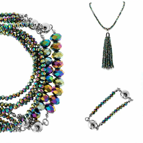 10 Way BUNDLE  - HARLEQUIN Crystal (Includes 10 Way Necklace, Tassel & Mini Connectors) Maria Nicola