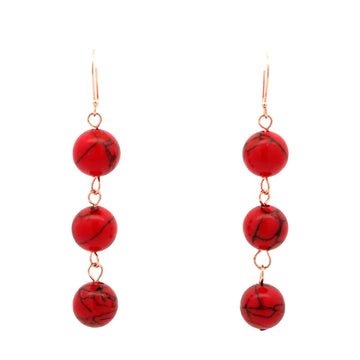 Long Earrings - RED HOWLITE